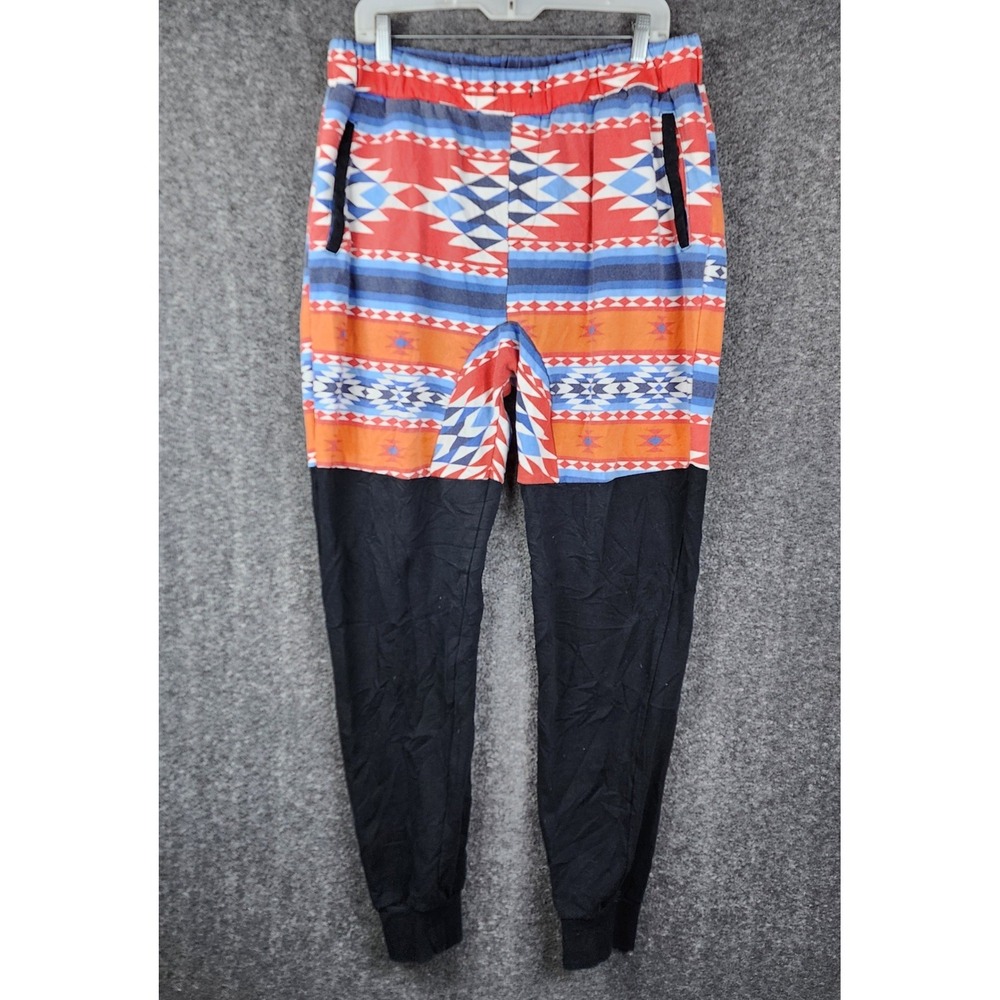 Decibel Joggers Men XL Multicolor Southwestern Geometric Print Colorblock Black